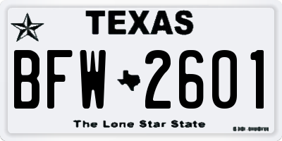 TX license plate BFW2601