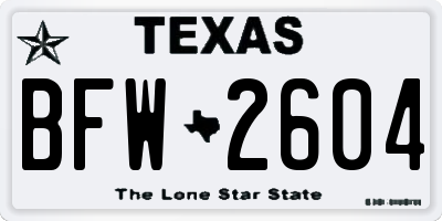TX license plate BFW2604