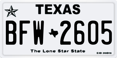 TX license plate BFW2605