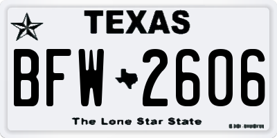 TX license plate BFW2606