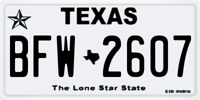 TX license plate BFW2607
