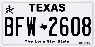 TX license plate BFW2608