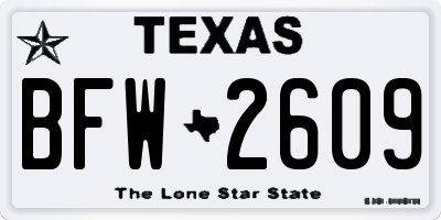 TX license plate BFW2609