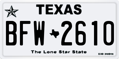 TX license plate BFW2610