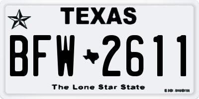TX license plate BFW2611