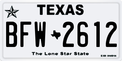 TX license plate BFW2612