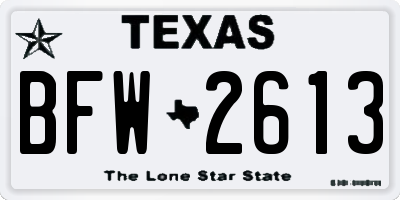 TX license plate BFW2613