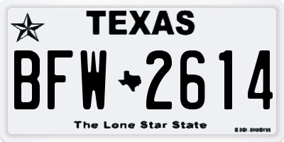 TX license plate BFW2614