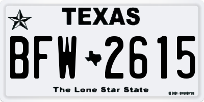 TX license plate BFW2615