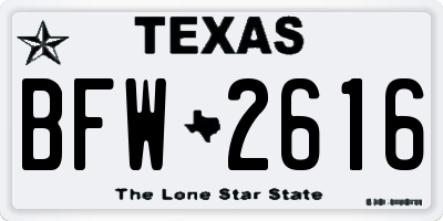 TX license plate BFW2616