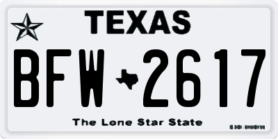 TX license plate BFW2617