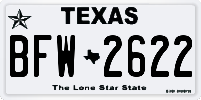 TX license plate BFW2622