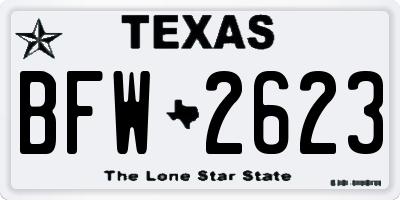 TX license plate BFW2623