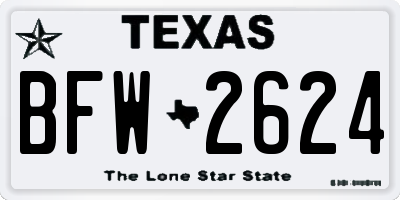 TX license plate BFW2624