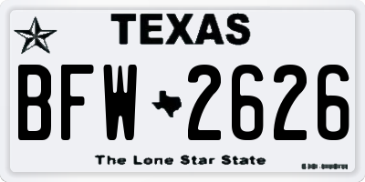 TX license plate BFW2626