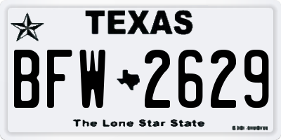 TX license plate BFW2629