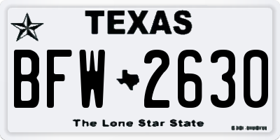 TX license plate BFW2630