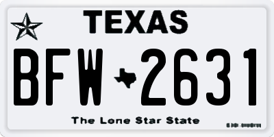 TX license plate BFW2631