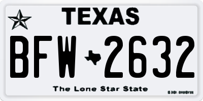 TX license plate BFW2632