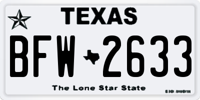 TX license plate BFW2633