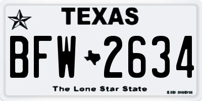 TX license plate BFW2634