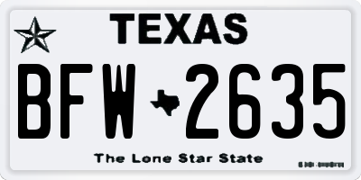 TX license plate BFW2635