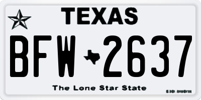 TX license plate BFW2637