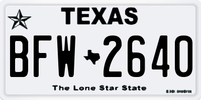 TX license plate BFW2640