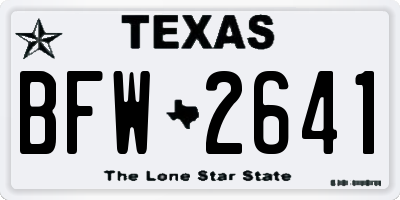 TX license plate BFW2641