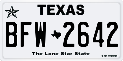 TX license plate BFW2642