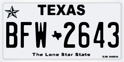 TX license plate BFW2643