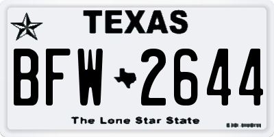 TX license plate BFW2644