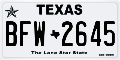 TX license plate BFW2645