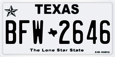TX license plate BFW2646