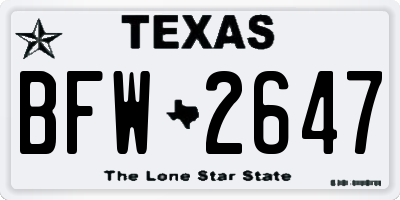 TX license plate BFW2647