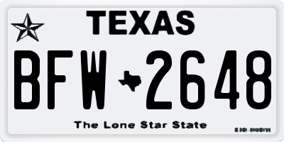 TX license plate BFW2648
