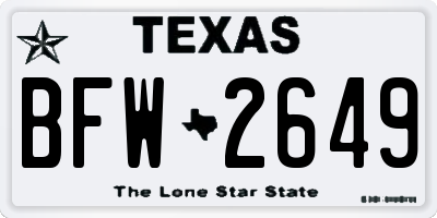 TX license plate BFW2649