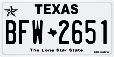 TX license plate BFW2651