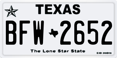 TX license plate BFW2652