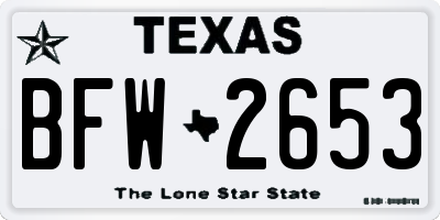 TX license plate BFW2653