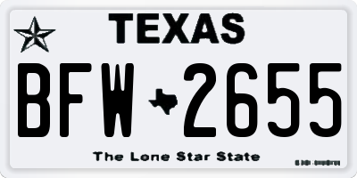 TX license plate BFW2655