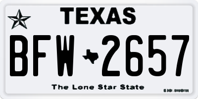TX license plate BFW2657