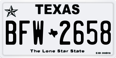 TX license plate BFW2658