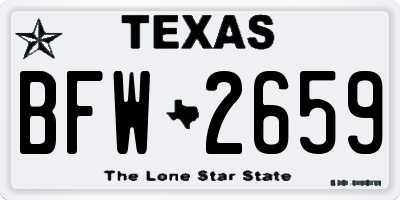 TX license plate BFW2659