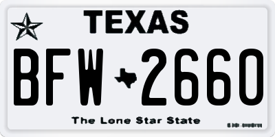 TX license plate BFW2660