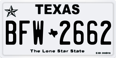 TX license plate BFW2662