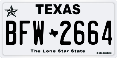 TX license plate BFW2664