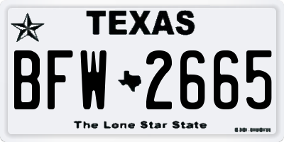 TX license plate BFW2665