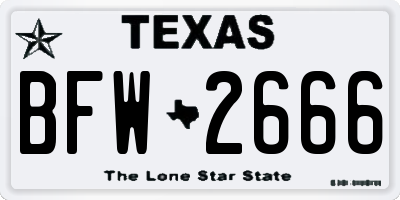 TX license plate BFW2666