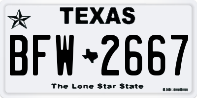 TX license plate BFW2667